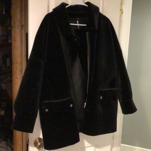 Free People Lindsay Sherpa black Faux fur coat